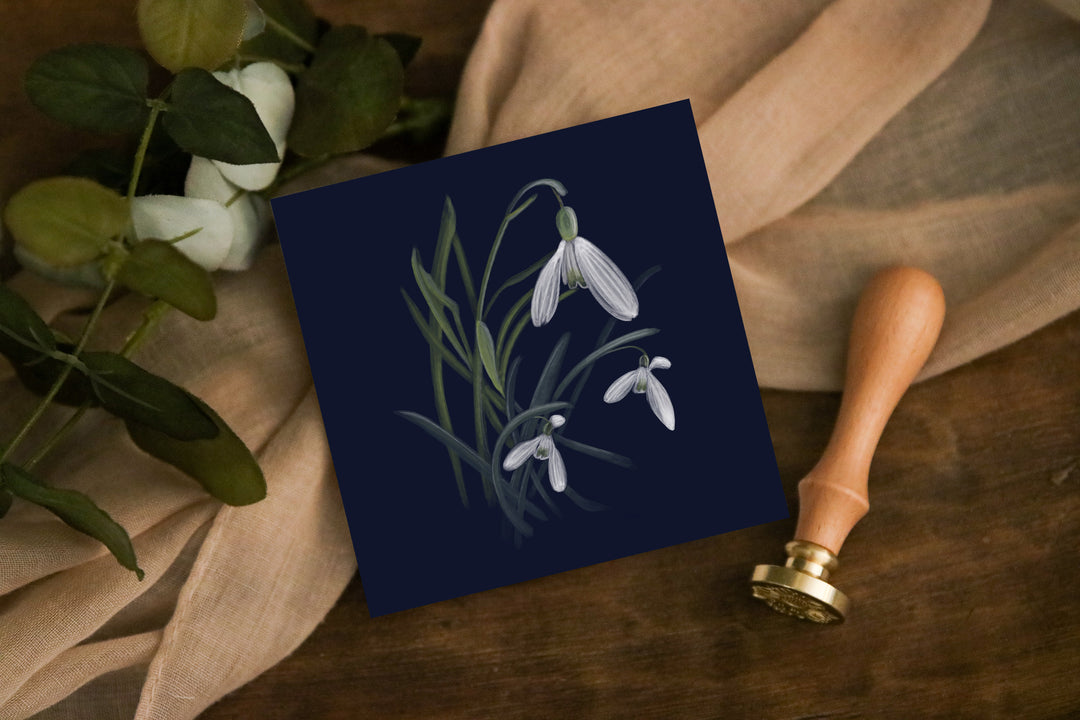 Snowdrops from The Floral Garden Collection Greetings Card | Blank Inside | All occasions | Notecard | Botanical design | Vintage & Vibrant