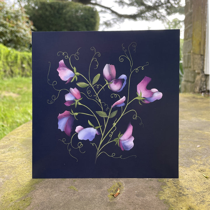 Sweet Peas from The Floral Garden Collection Greetings Card | Blank Inside | All occasions | Notecard | Botanical design | Vintage & Vibrant