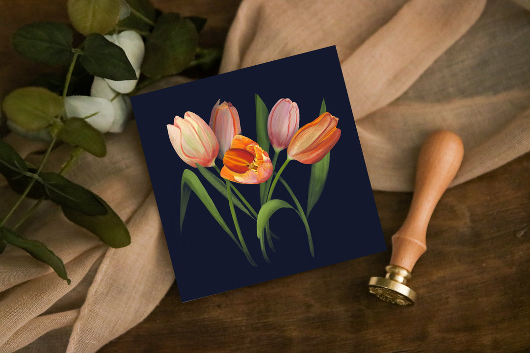 Tulips from The Floral Garden Collection Greetings Card | Blank Inside | All occasions | Notecard | Botanical design | Vintage & Vibrant