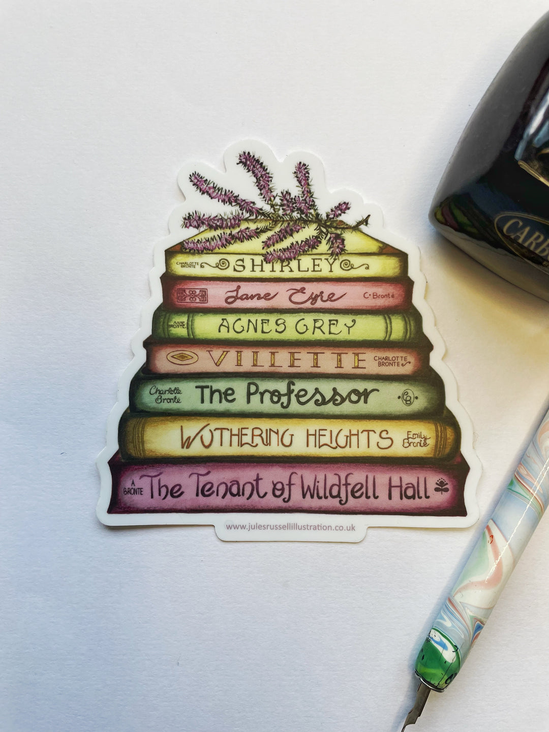 Bronte - A Touch of Heather Book Stack Any Occasion Sticker| Jane Eyre, Wuthering Heights