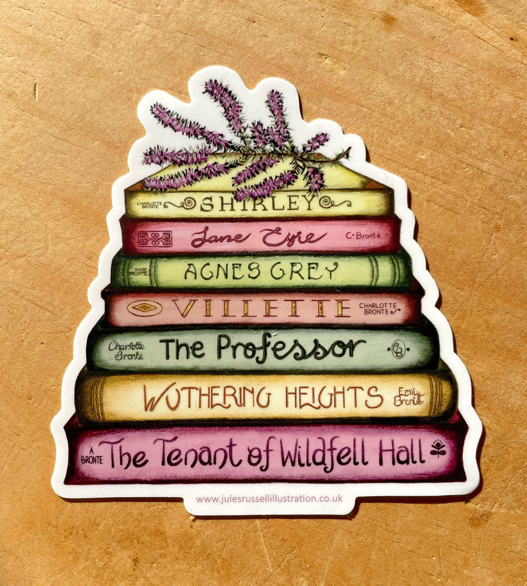 Bronte - A Touch of Heather Book Stack Any Occasion Sticker| Jane Eyre, Wuthering Heights