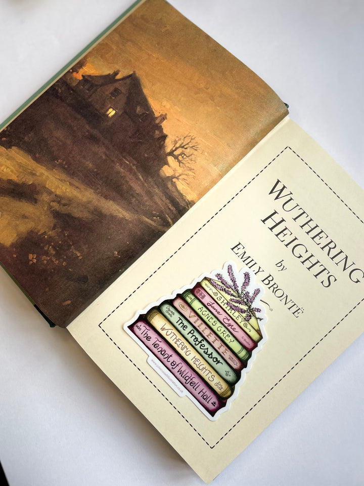 Bronte - A Touch of Heather Book Stack Any Occasion Sticker| Jane Eyre, Wuthering Heights