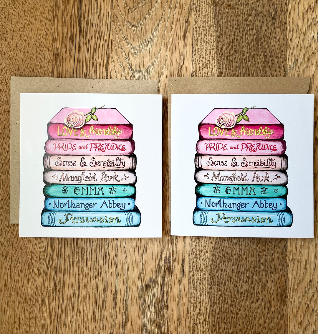 A Pair of Jane Austen Classics Collection Book Stack Eco-friendly Greetings Cards