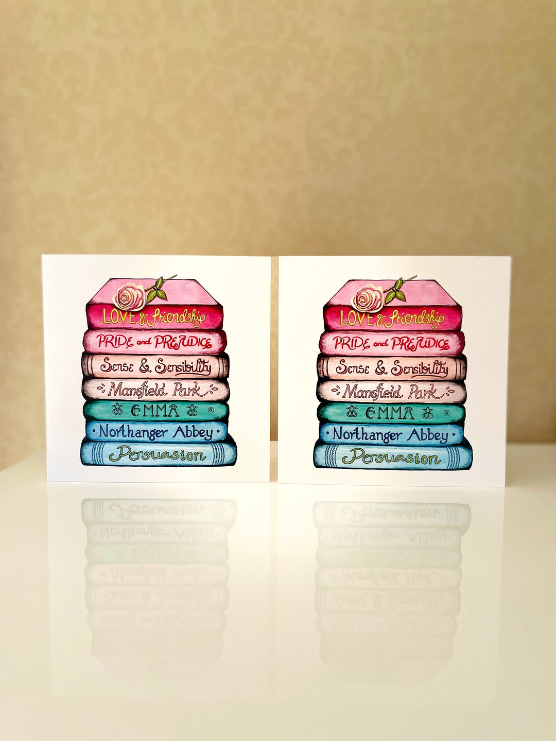 A Pair of Jane Austen Classics Collection Book Stack Eco-friendly Greetings Cards