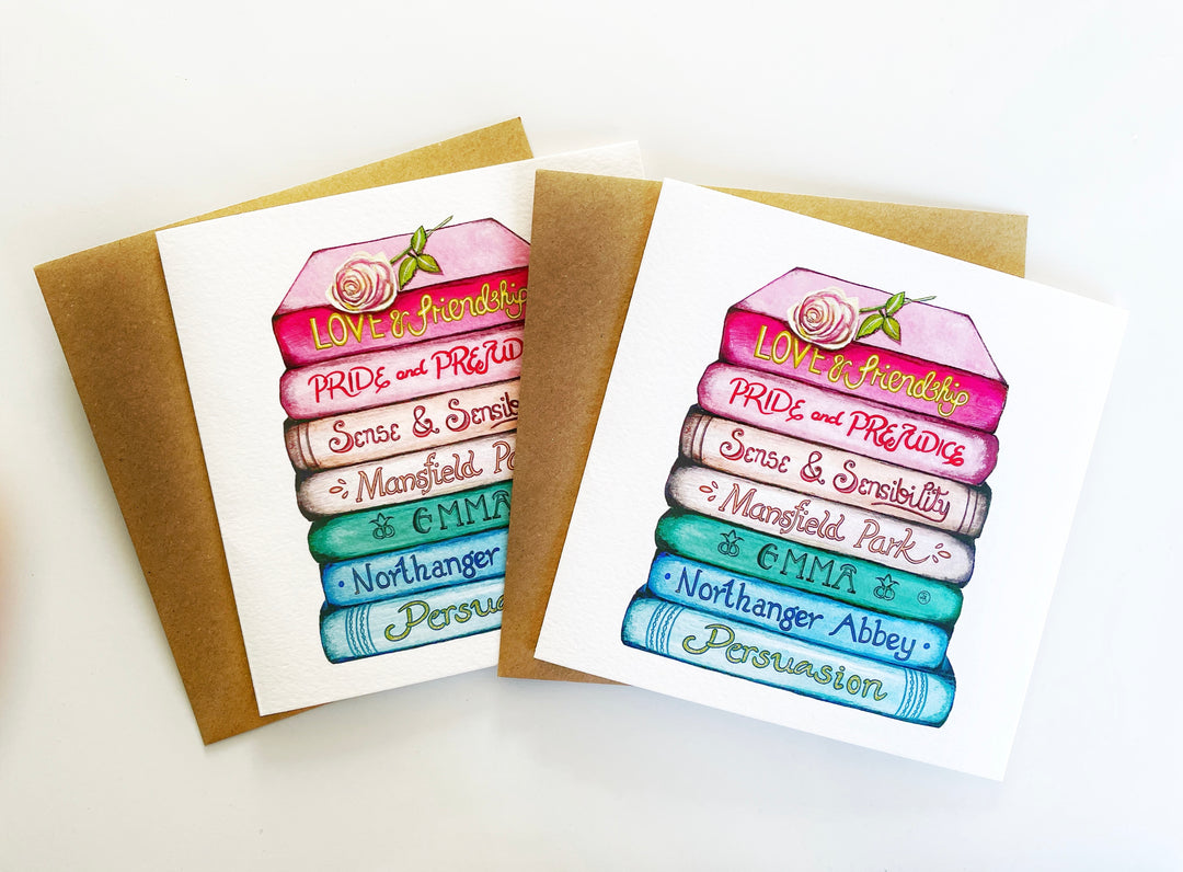 A Pair of Jane Austen Classics Collection Book Stack Eco-friendly Greetings Cards