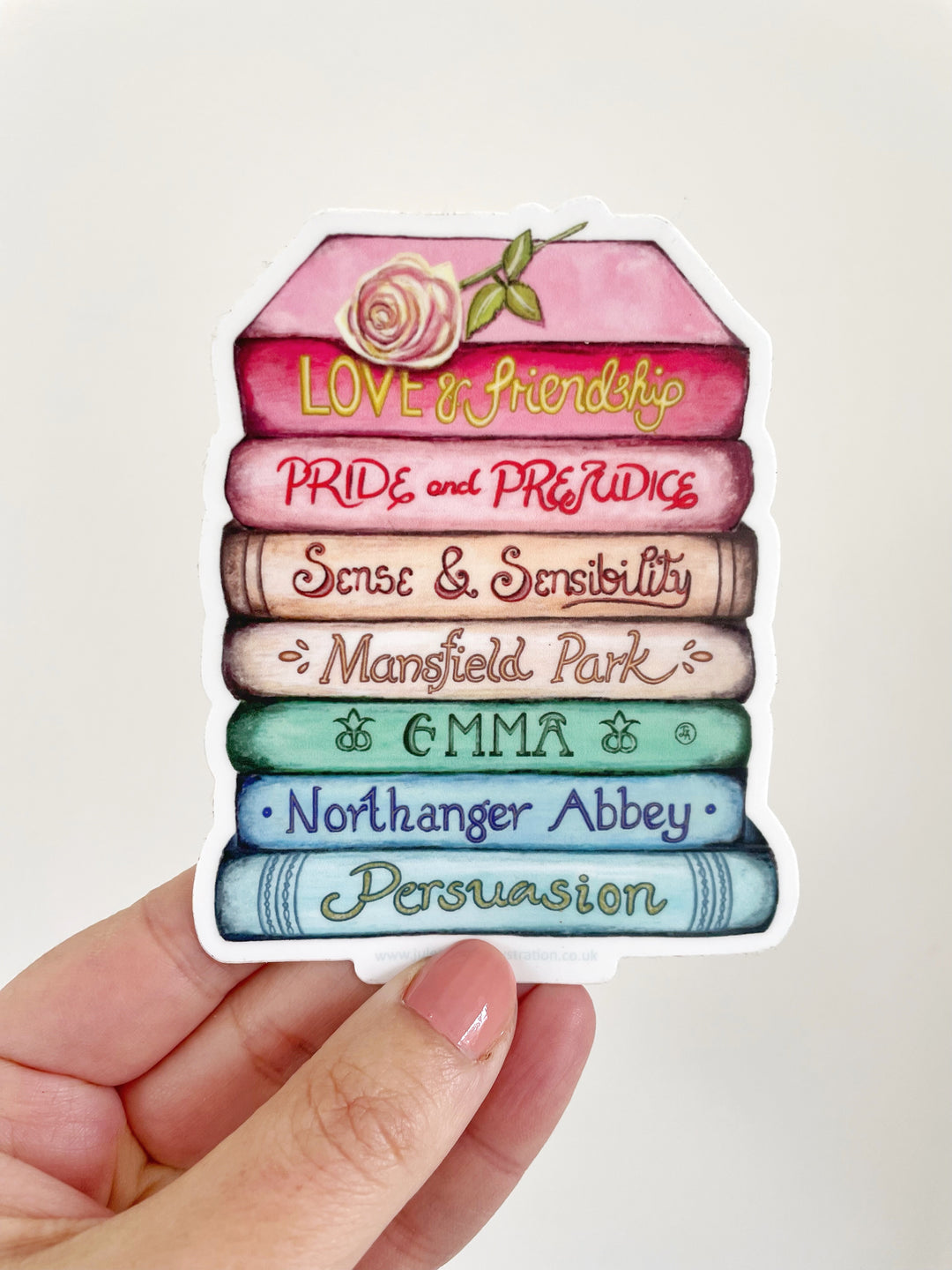 Jane Austen Book Stack Any Occasion Sticker | Includes Pride and Prejudice, Emma, Sense and Sensibility