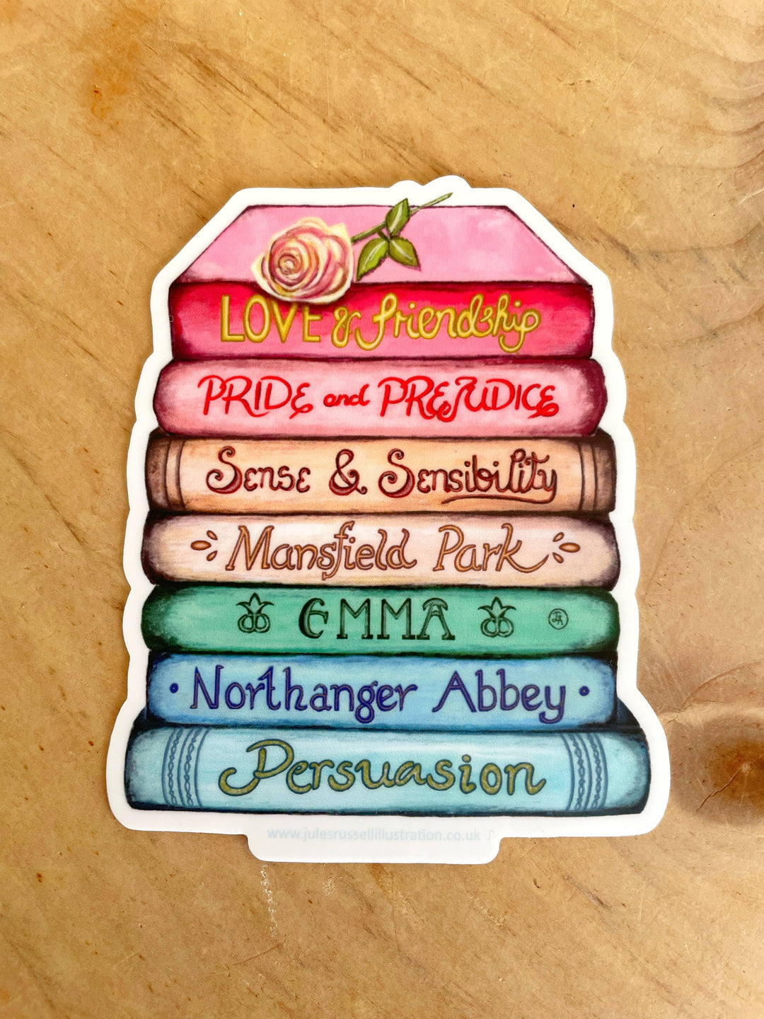 Jane Austen Book Stack Any Occasion Sticker | Includes Pride and Prejudice, Emma, Sense and Sensibility