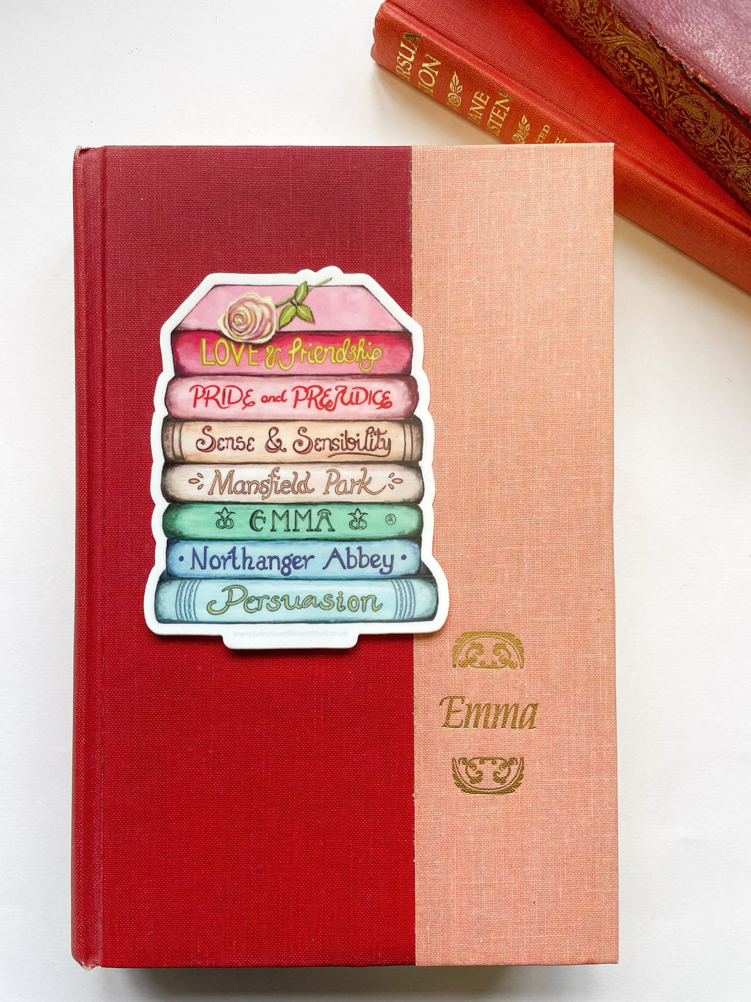 Jane Austen Book Stack Any Occasion Sticker | Includes Pride and Prejudice, Emma, Sense and Sensibility