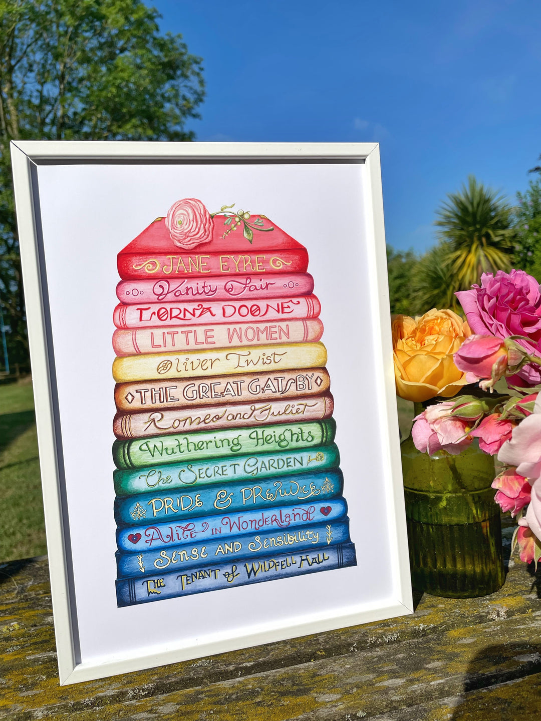 Ready to Send Rainbow Book Stack Art Print