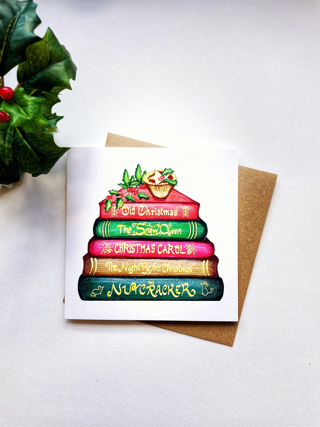 Classics Collection Christmas Book Stack Greetings Card