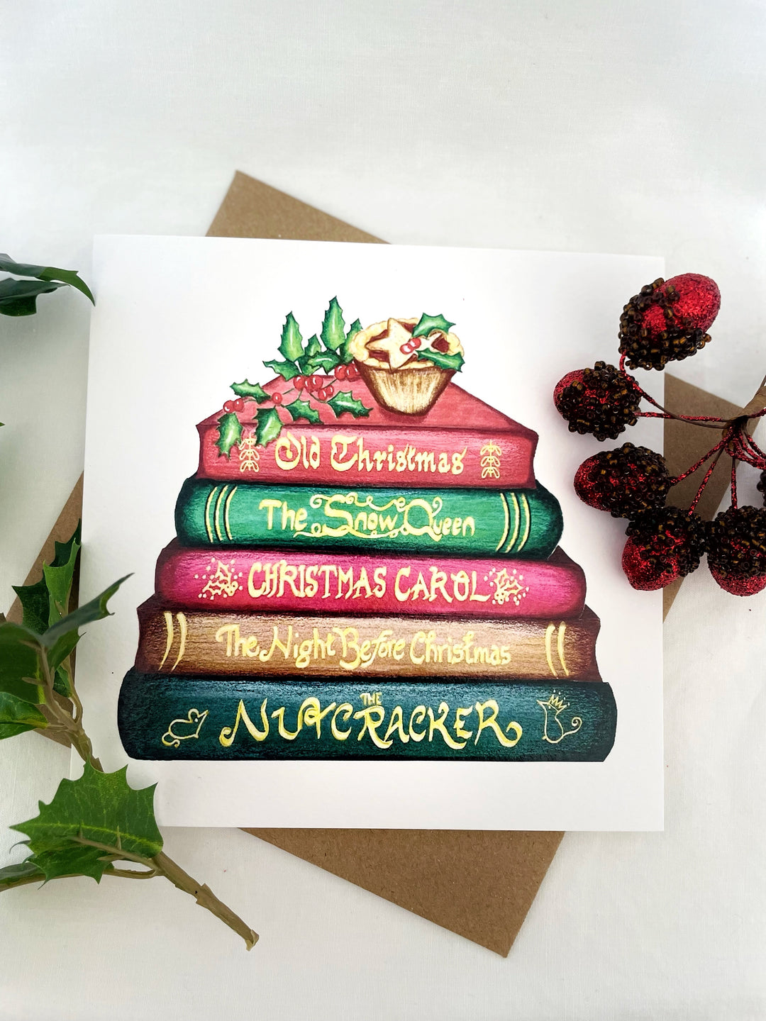 Classics Collection Christmas Book Stack Greetings Card