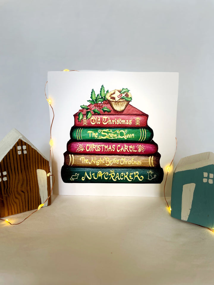 Classics Collection Christmas Book Stack Greetings Card