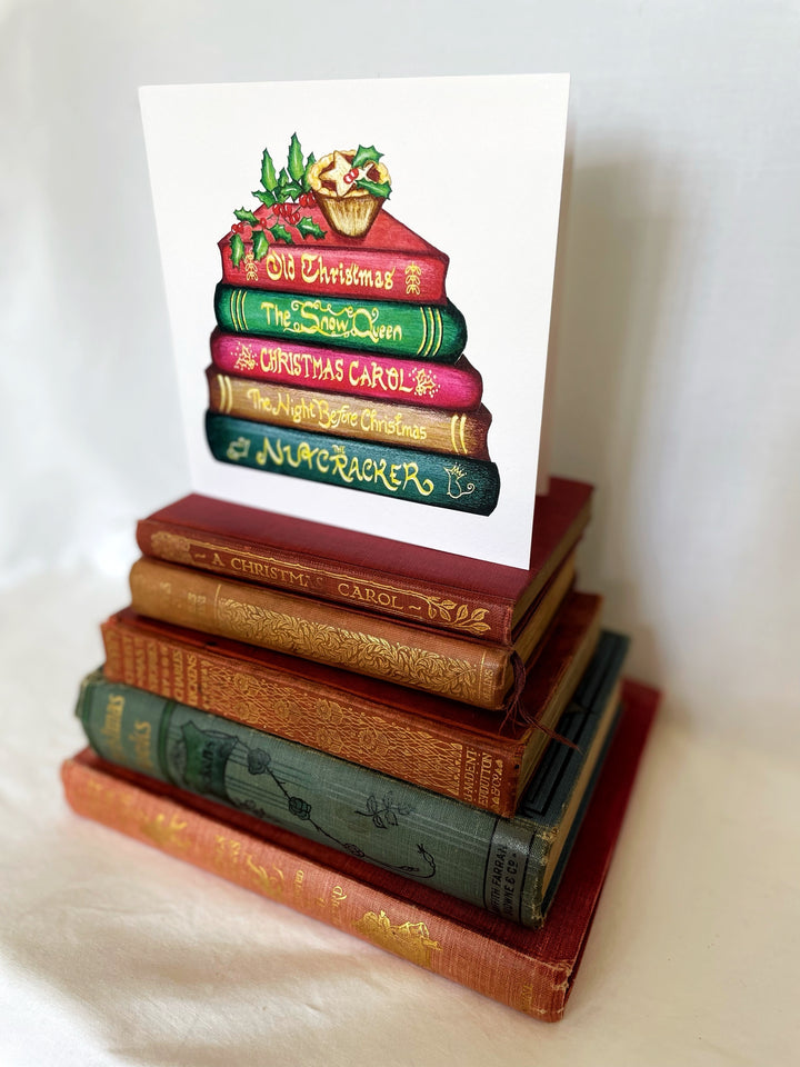 Classics Collection Christmas Book Stack Greetings Card