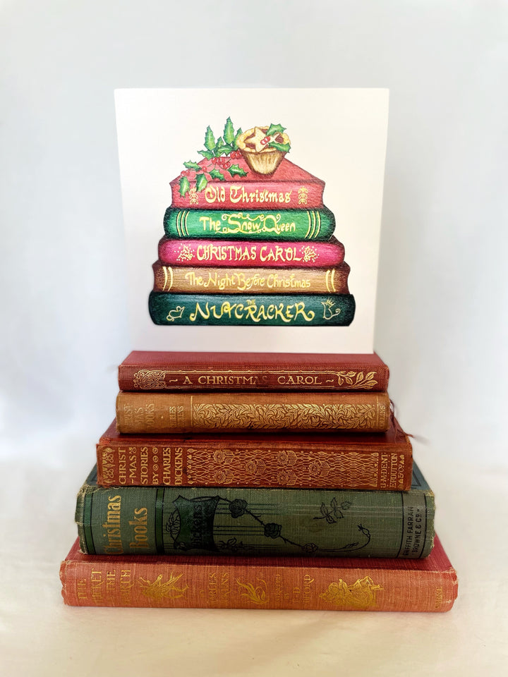 Classics Collection Christmas Book Stack Greetings Card