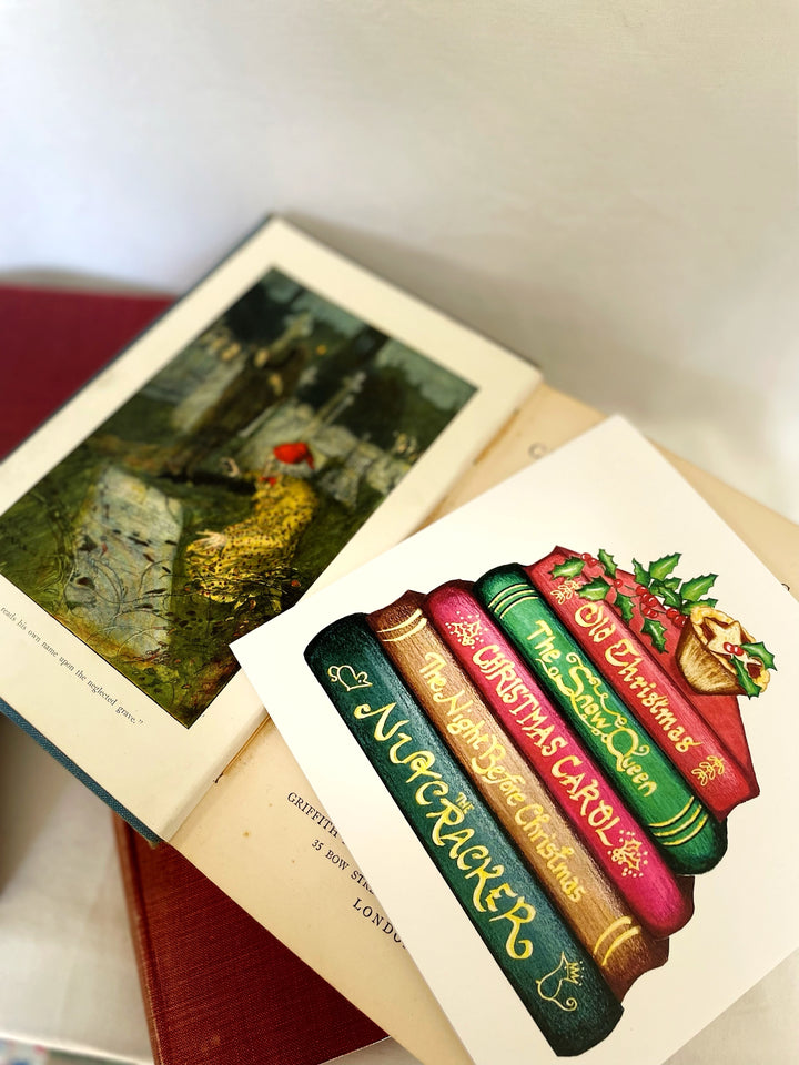 Classics Collection Christmas Book Stack Greetings Card