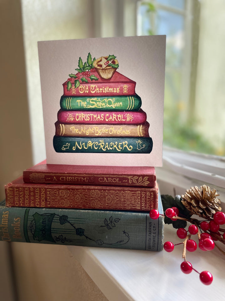 Classics Collection Christmas Book Stack Greetings Card