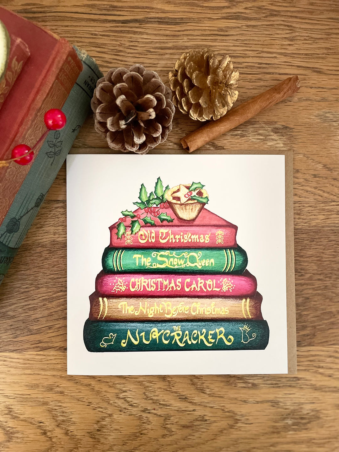 Classics Collection Christmas Book Stack Greetings Card