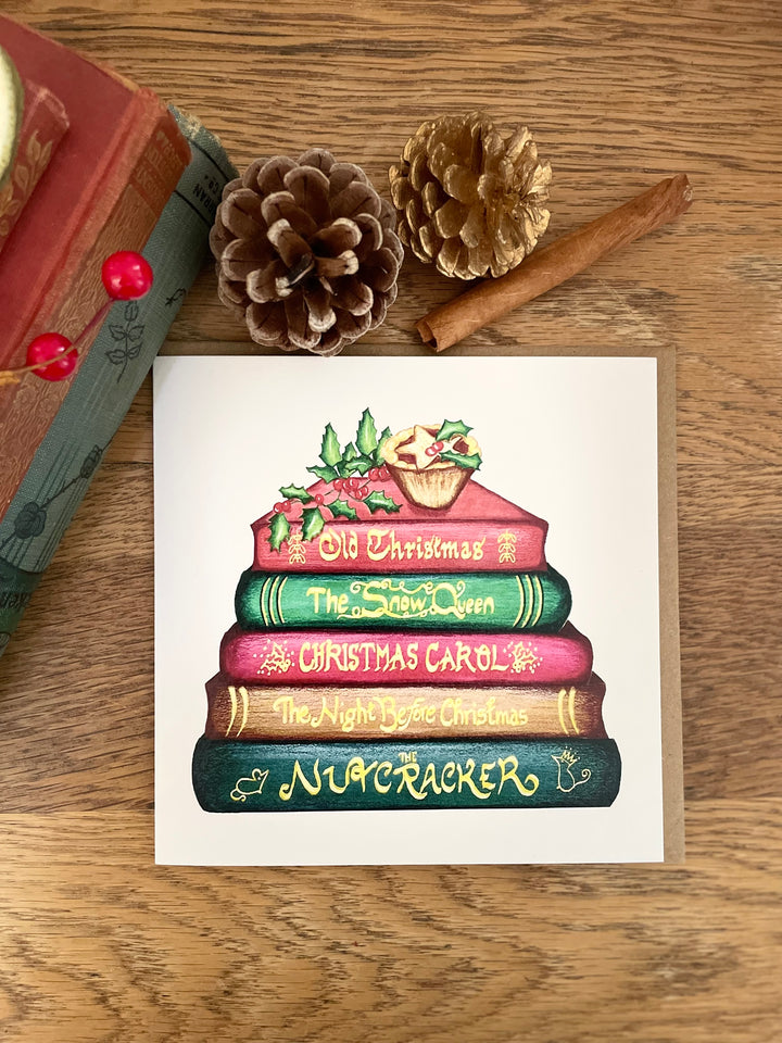 Classics Collection Christmas Book Stack Greetings Card